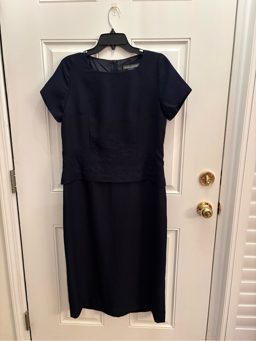 Leona Navy Short-Sleeve Layered Dress